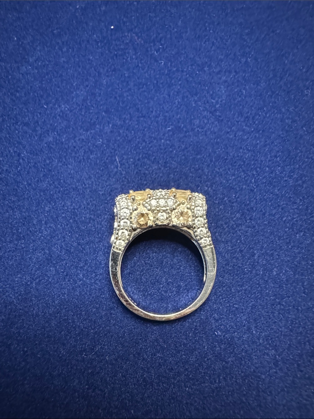 Sterling silver Citrine and CZ  Cluster Ring 💍 size 7